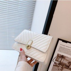  Sweet Simple PU Pure Color Chain Bag