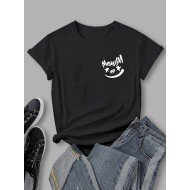 Simple Printed Short Sleeve T Shirts For Women
