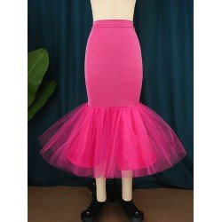 Fashionable Solid Patchwork Midi Skirts