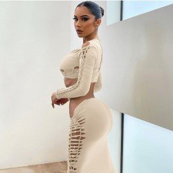  Sexy Hollowed Out Pure Color Skirt Sets