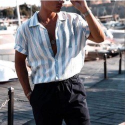 Leisure Striped Short Sleeve Summer Men Shirts