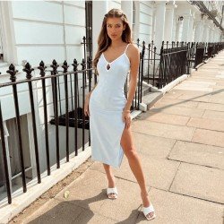  2024 Sexy V Neck Backless Women's Sleeveless Dress