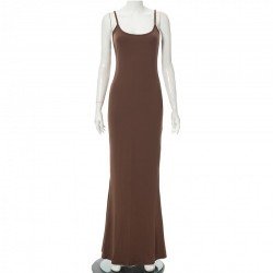 Casual Solid Spaghetti Straps Maxi Dresses
