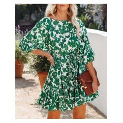 Women's Round Neck Floral Long Sleeve Dress  Women's Round Neck Floral Long Sleeve Dress