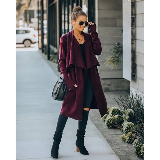  2024 Pure Color Loose Women's Knitted Coats