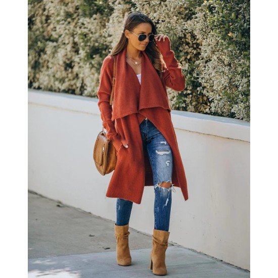  2024 Pure Color Loose Women's Knitted Coats