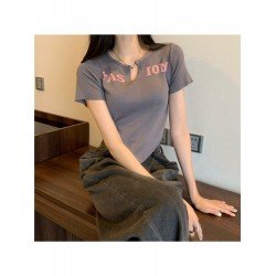Casual Letter Printed V Neck T Shirt  Casual Letter Printed V Neck T Shirt