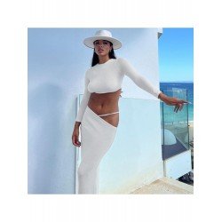 New Fashion White Maxi Skirt And Cropped Top Sets New Fashion White Maxi Skirt And Cropped Top Sets