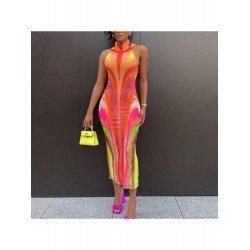 Colorful Backless Sleeveless Midi Dresses For Women Colorful Backless Sleeveless Midi Dresses For Women