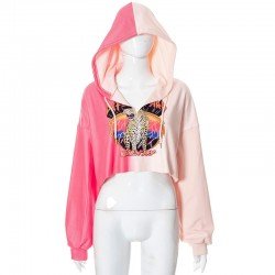 Fashion Street Colorblock Printing Long Sleeve Hooded Top  Fashion Street Colorblock Printing Long Sleeve Hooded Top