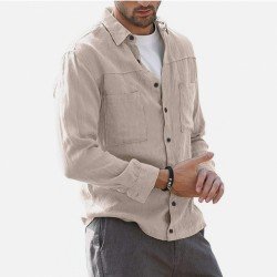  Versatile Casual Solid Color Long Sleeve Shirt
