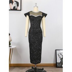 Crew Neck Sequins Ladies Party Dress  Crew Neck Sequins Ladies Party Dress
