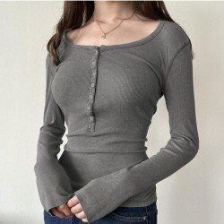  Pure Color Casual Slim Women's T-Shirt