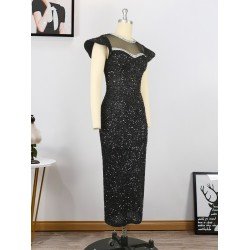 Crew Neck Sequins Ladies Party Dress  Crew Neck Sequins Ladies Party Dress