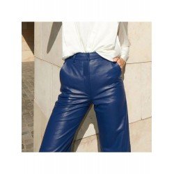 Street Solid Straight Leg PU Leather Trousers Street Solid Straight Leg PU Leather Trousers