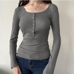  Pure Color Casual Slim Women's T-Shirt