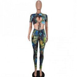  Hollow Out Crop Top And Skinny Trouser Suits