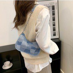  Casual Simple Plaid Women's One Shoulder Bag