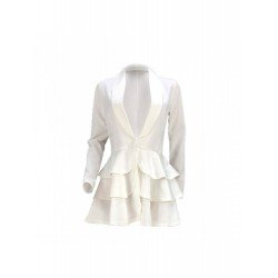 Pure Color Ruffled Women's Long Sleeve Dress  Pure Color Ruffled Women's Long Sleeve Dress