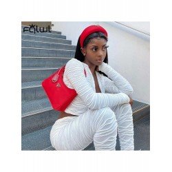 Pure Color Ruched Top And Trouser Sets  Pure Color Ruched Top And Trouser Sets