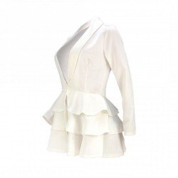  Pure Color Ruffled Women's Long Sleeve Dress