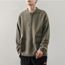  Versatile Pure Color Stand Collar Men's Sweatshirts