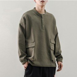  Versatile Pure Color Stand Collar Men's Sweatshirts