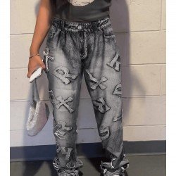  Fashion Letter Printing Women's Denim Jeans