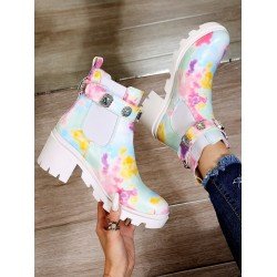 Tie Dye Zircon Chunky Boots For Women Tie Dye Zircon Chunky Boots For Women