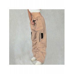 Pockets Contrast Color Loose Straight Leg Cargo Trousers Pockets Contrast Color Loose Straight Leg Cargo Trousers