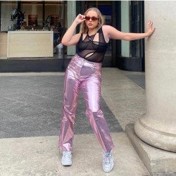 Street Solid Straight Leg Trousers For Ladies