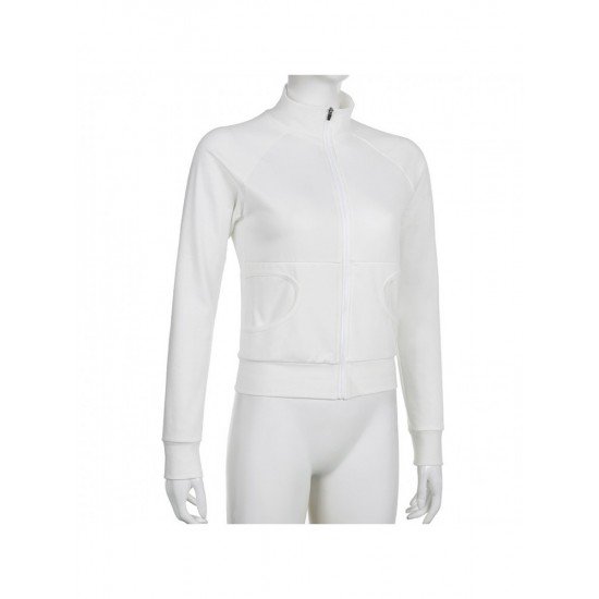  2024 Slim Pure Color Zipper Women's Coats