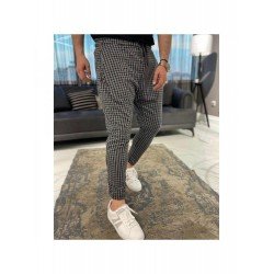 Casual Black Plaid Pencil Pant Trousers For Men Casual Black Plaid Pencil Pant Trousers For Men