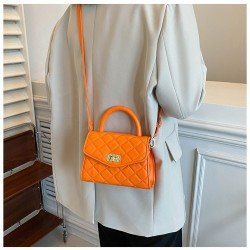  PU Rhombus Lattice Pure Color Women's Shoulder Bag