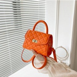  PU Rhombus Lattice Pure Color Women's Shoulder Bag