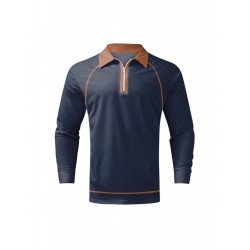 Contrast Color Long Sleeve Polo Shirts For Men Contrast Color Long Sleeve Polo Shirts For Men