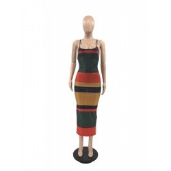 Fashion Knitting Colorblock Striped Maxi Dress Fashion Knitting Colorblock Striped Maxi Dress