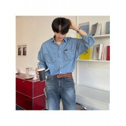 Versatile Pure Color Men's Long Sleeve Denim Shirt  Versatile Pure Color Men's Long Sleeve Denim Shirt