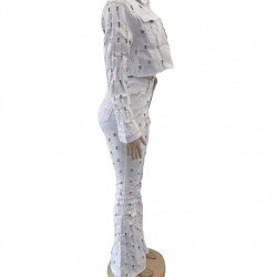  Pure Color Hollowed Out Top And Trouser Sets