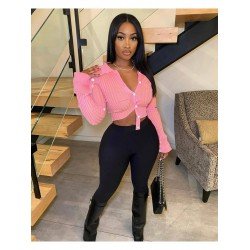 Asymmetry Solid Long Sleeve Button Up Tops