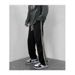 Sports Leisure Black Drawstring Loose Long Trousers Sports Leisure Black Drawstring Loose Long Trousers