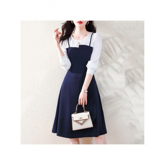  2024 Fall Patchwork Women's Long Sleeve Dress