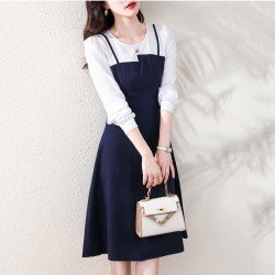  2024 Fall Patchwork Women's Long Sleeve Dress