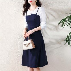  2024 Fall Patchwork Women's Long Sleeve Dress