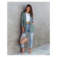  Casual Versatile Plaid Lapel Women's Long Sleeve Suit