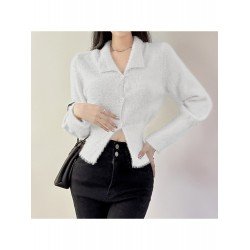 Fall White Solid Ladies Coats