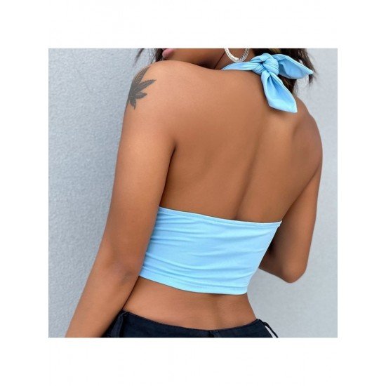  Sexy Halter Backless Pure Color Women's Small Vest