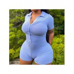 2024 New Pure Color Short Sleeve Women's Rompers  2024 New Pure Color Short Sleeve Women's Rompers