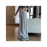 Casual Black Loose Drawstring Long Pants For Women