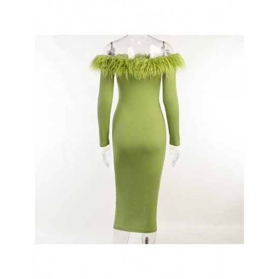 Sexy Off Shoulder Pure Color Long Sleeve Dress Sexy Off Shoulder Pure Color Long Sleeve Dress